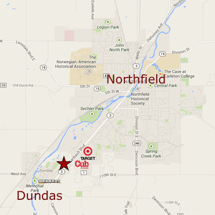 Self Storage Dundas is located at 709 Schilling Drive in Dundas, MN 55019. On the west side of State Highway 3 at Rice County Road 1 on the north end of Dundas, Minnesota, just south of Northfield.